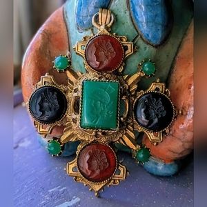 Gorgeous Vintage 50s Florenza Style Gold Maltese Cross Pendant